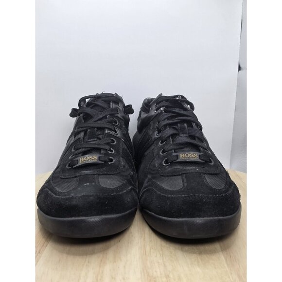 Mens 11 euro 45 Hugo Boss All Black Suede/extile Shoes Sneakers - Picture 2 of 9